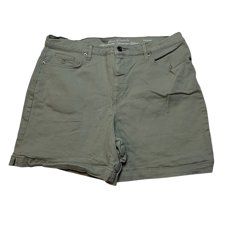 Gloria Vanderbilt Shorts Womens 16 Green Amanda Short Slimming DGVB4240 Mid Rise